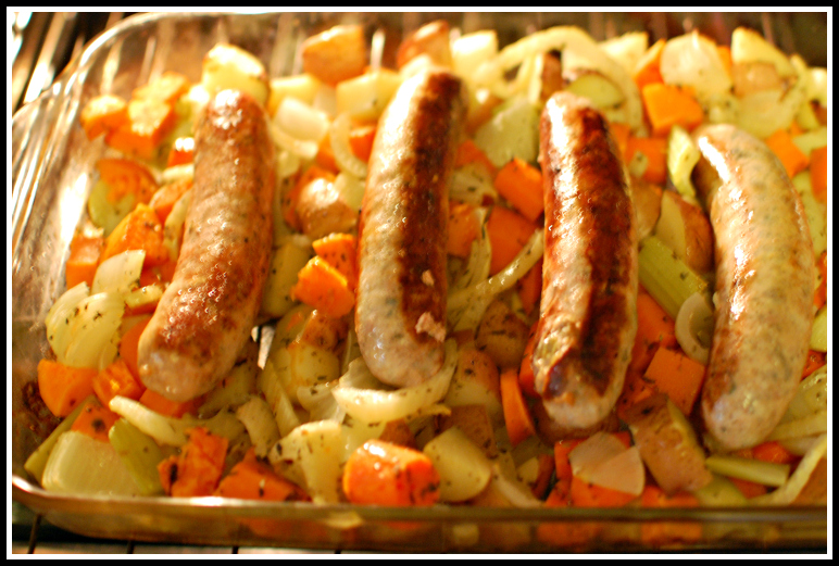 HealthfulMama Sunday Supper Bake sausage oven
